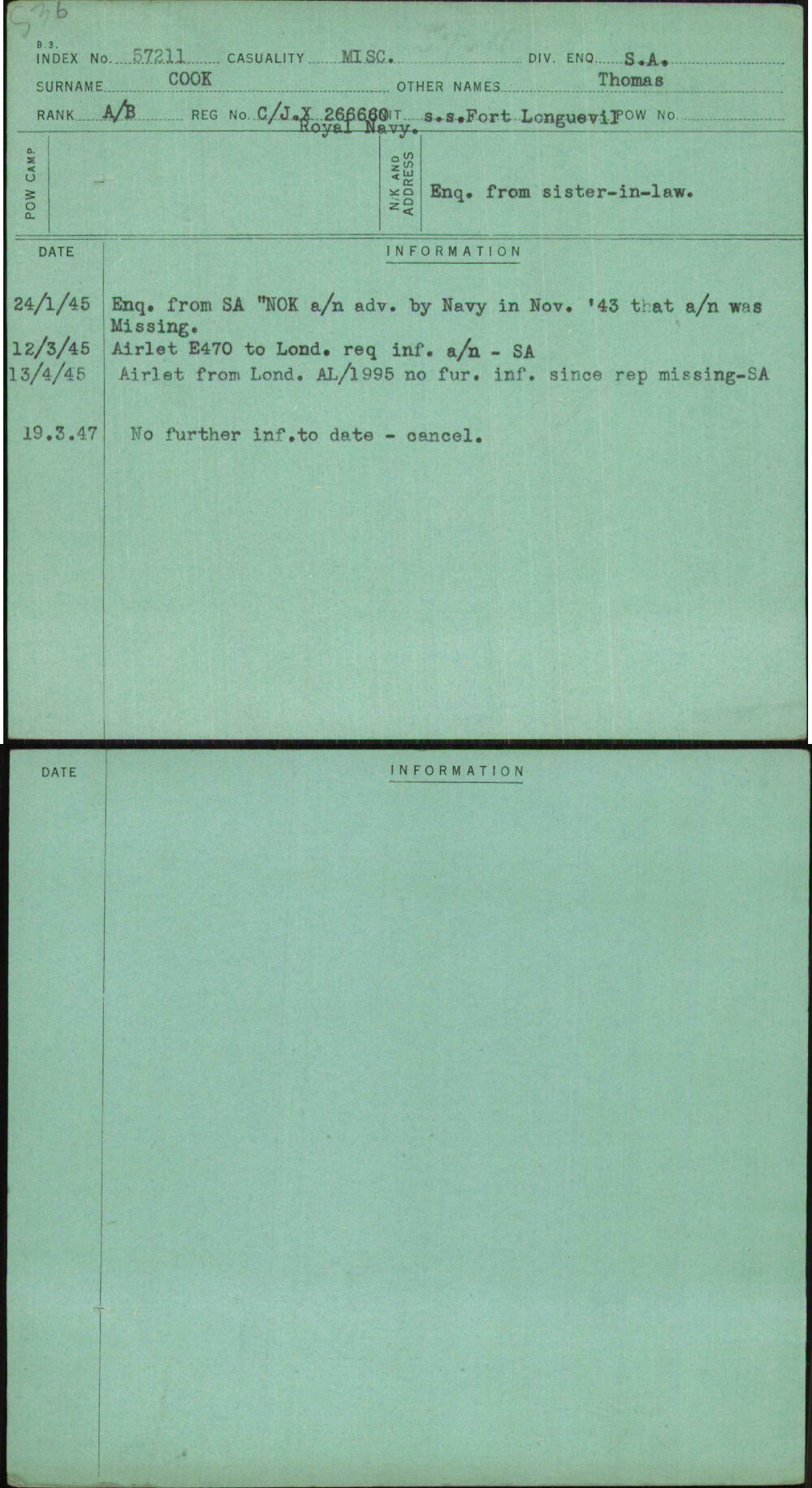 Cook, Thomas, C-Jx 266660 Royal Navy