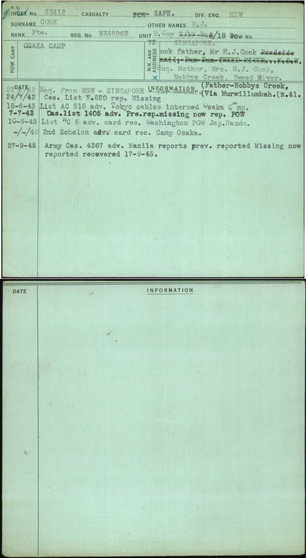 Cook, H J, NX48963