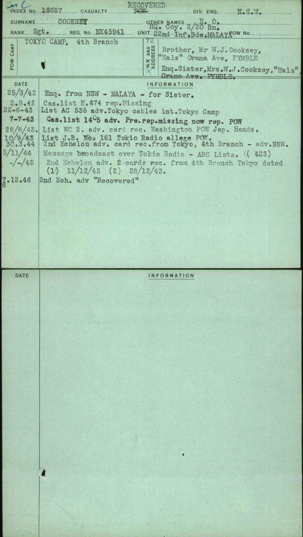 Cooksey, R O, NX45941