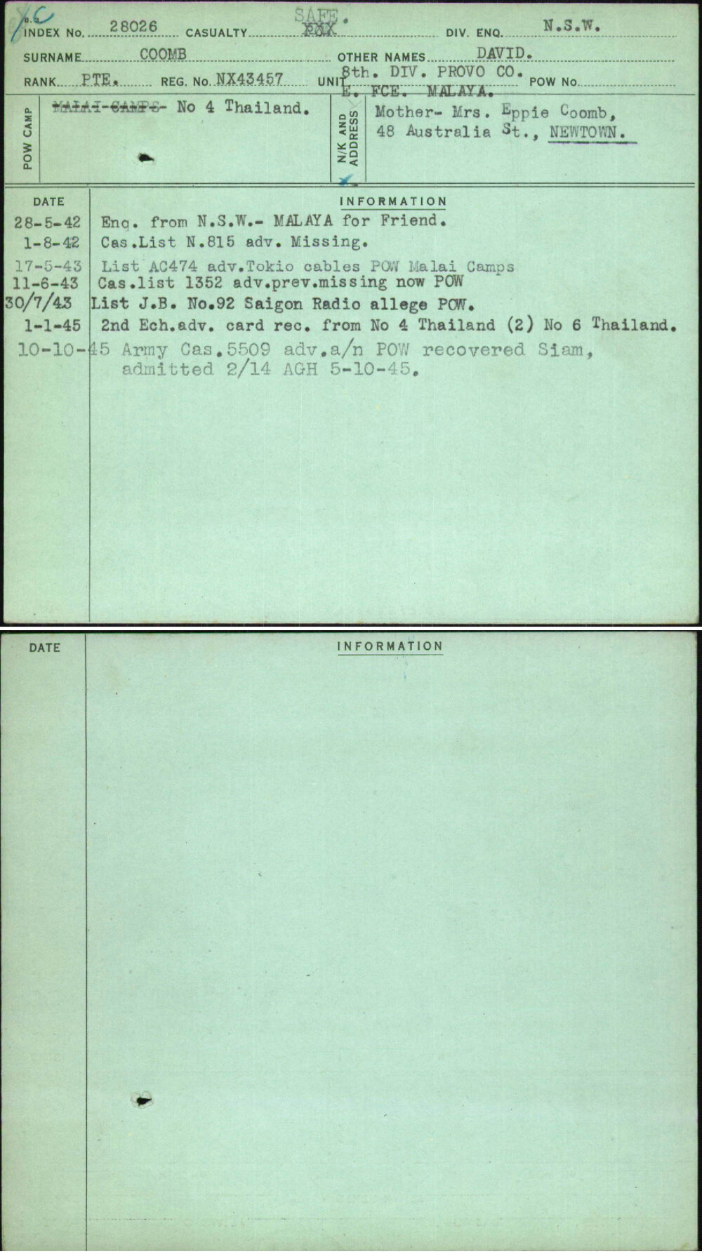 Coomb, David, NX43457