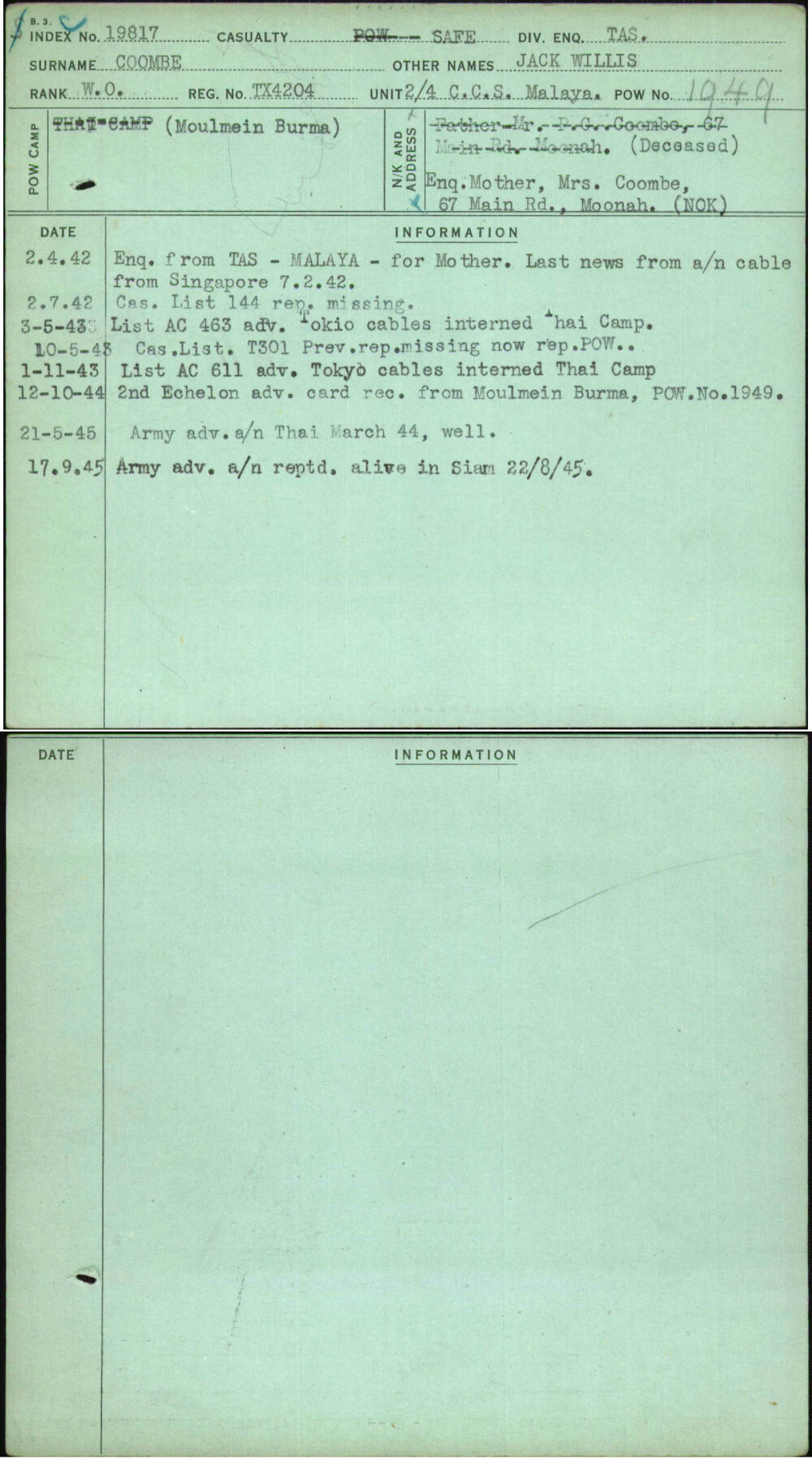 Coombe, Jack Willis, TX4204