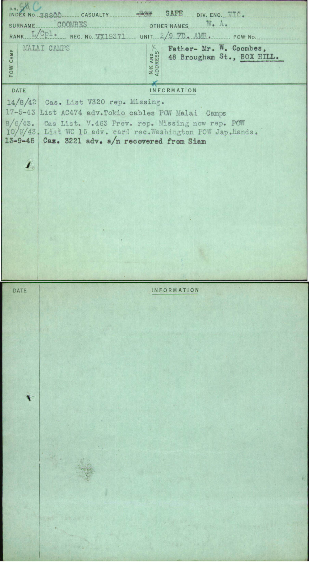 Coombes, W A, VX19371