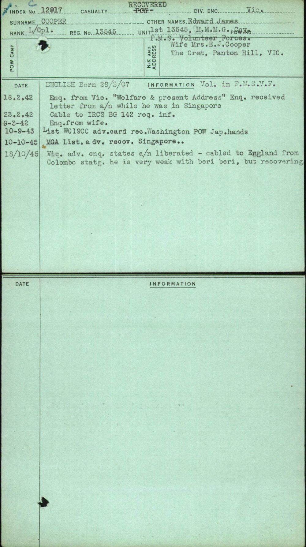 Cooper, Edward James, 13545