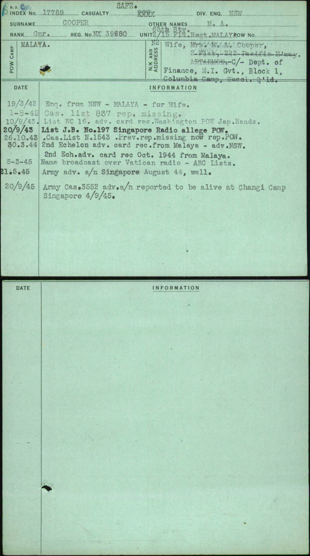 Cooper, M A, NX39680