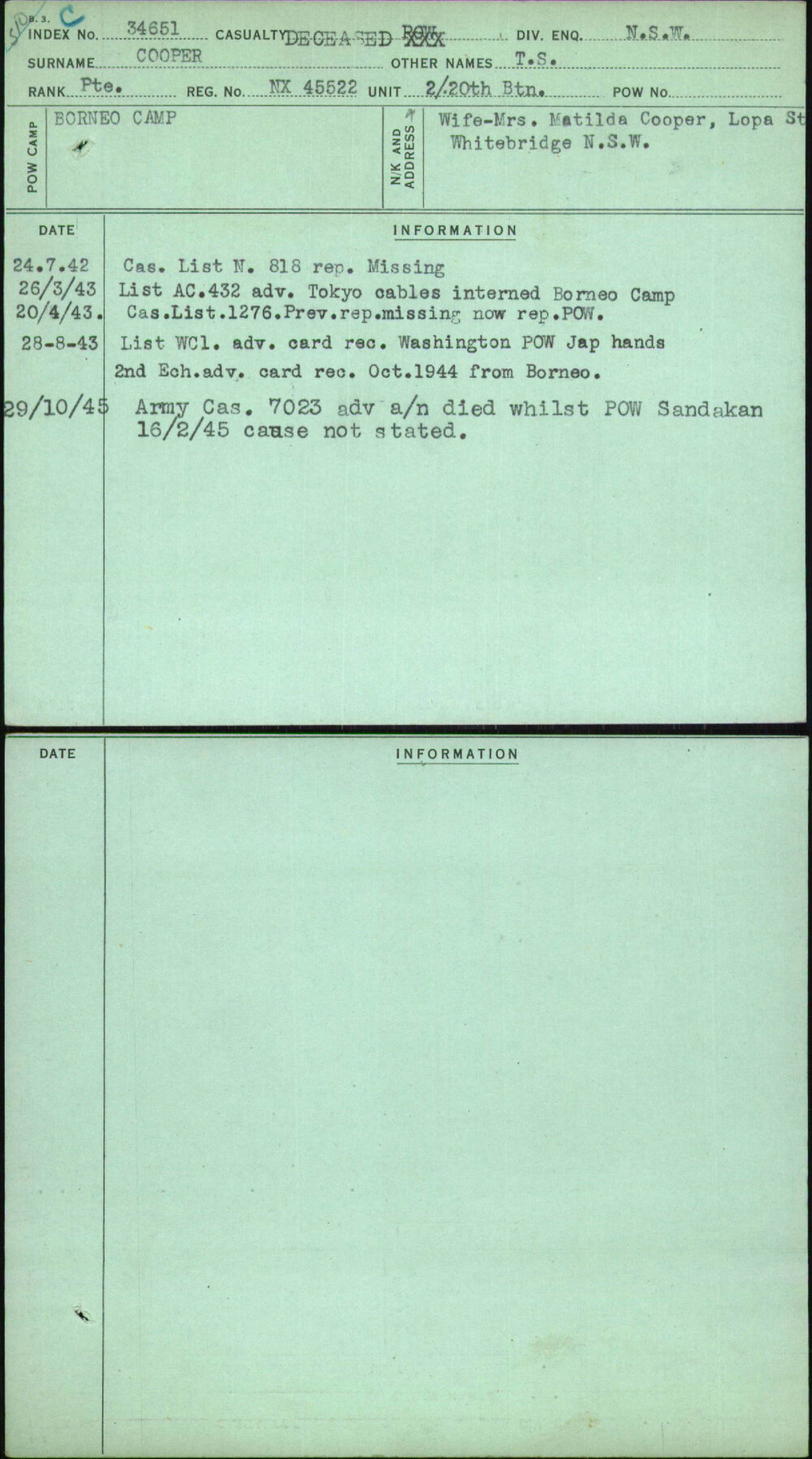 Cooper, T S, NX45522