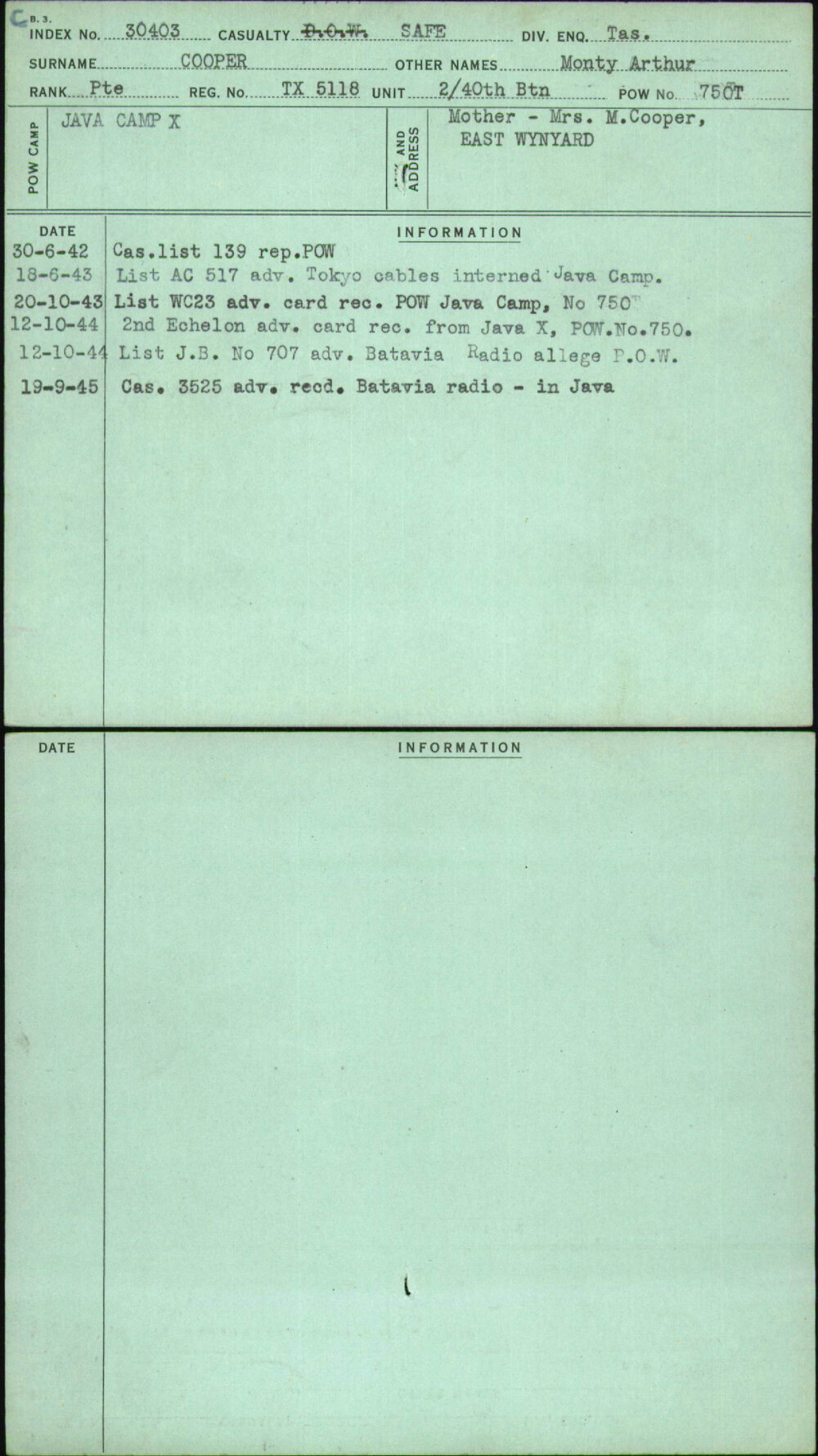 Cooper, Monty Arthur, TX5118