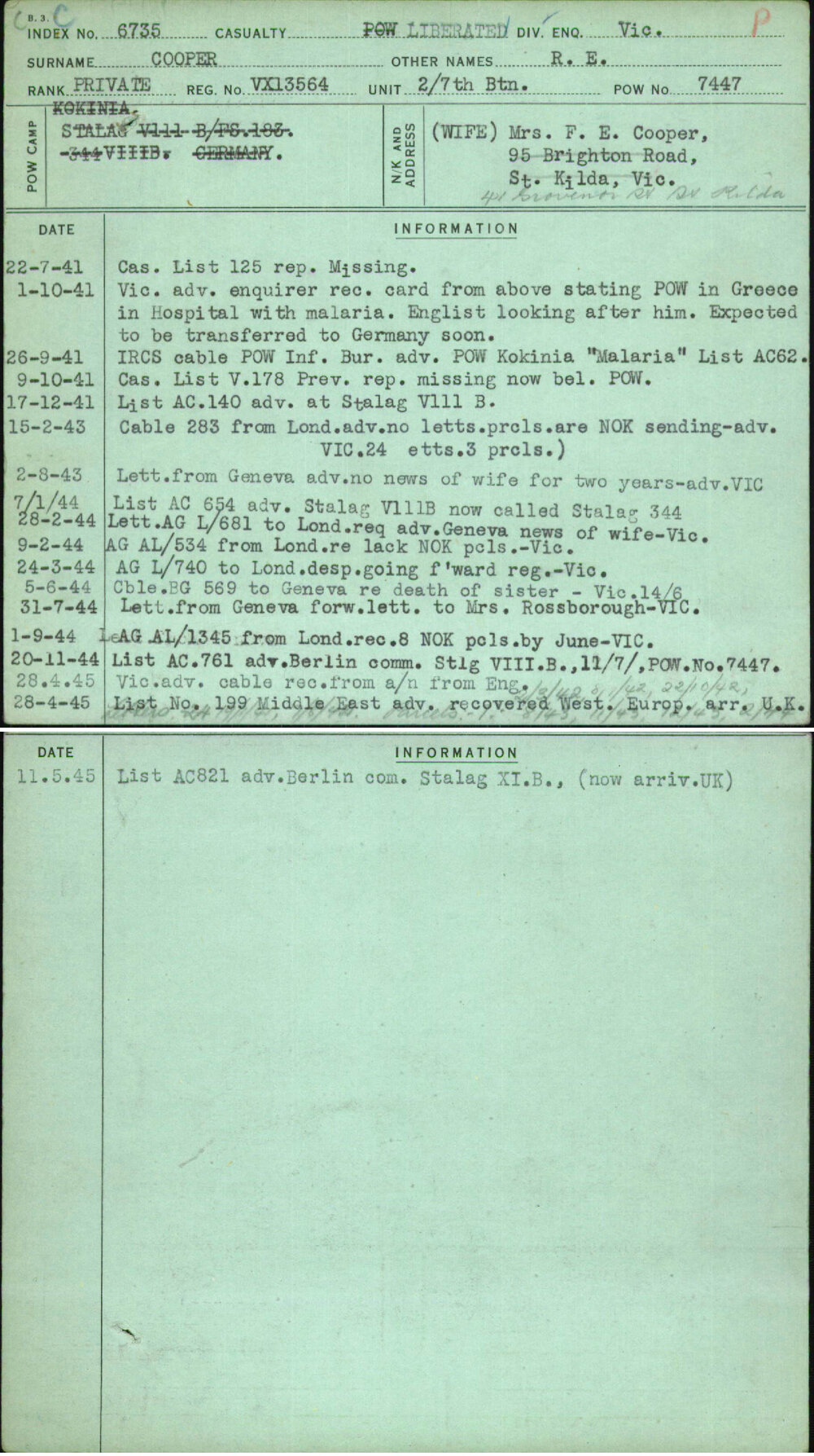 Cooper, R E, VX13564