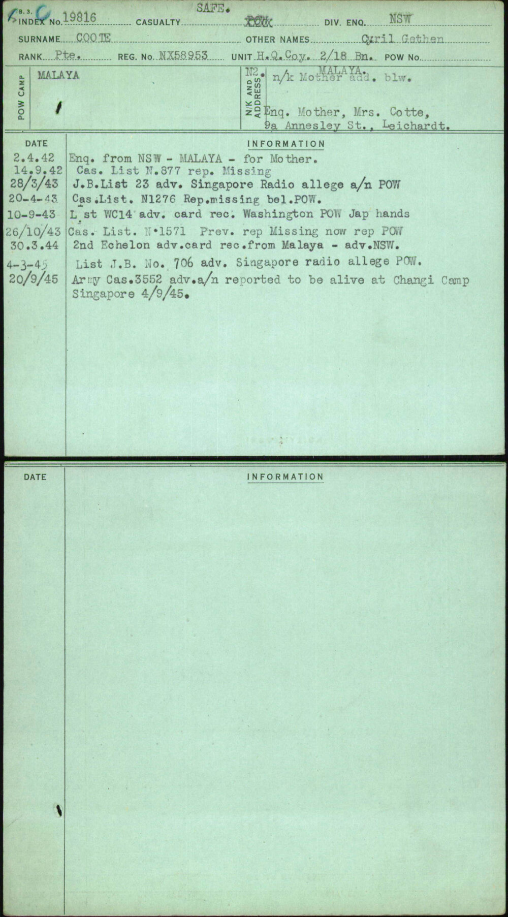 Coote, Cyril Gethen, NX58953