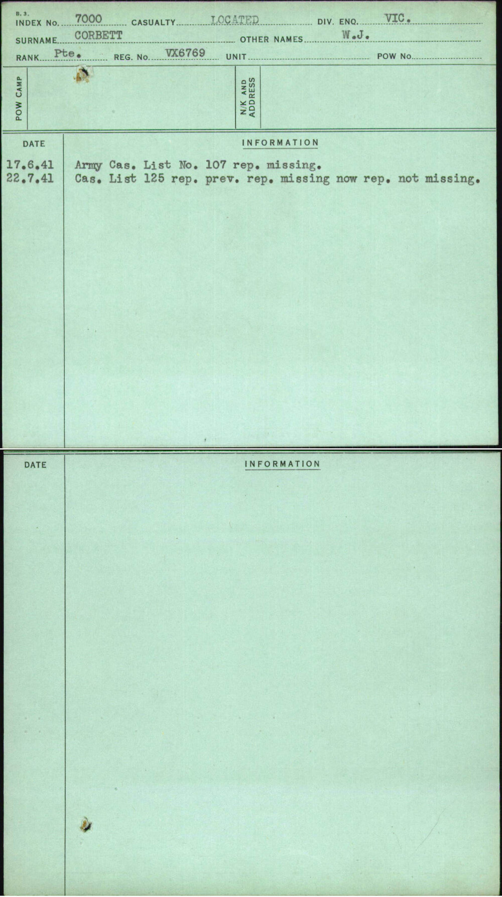 Corbett, W J, VX6769