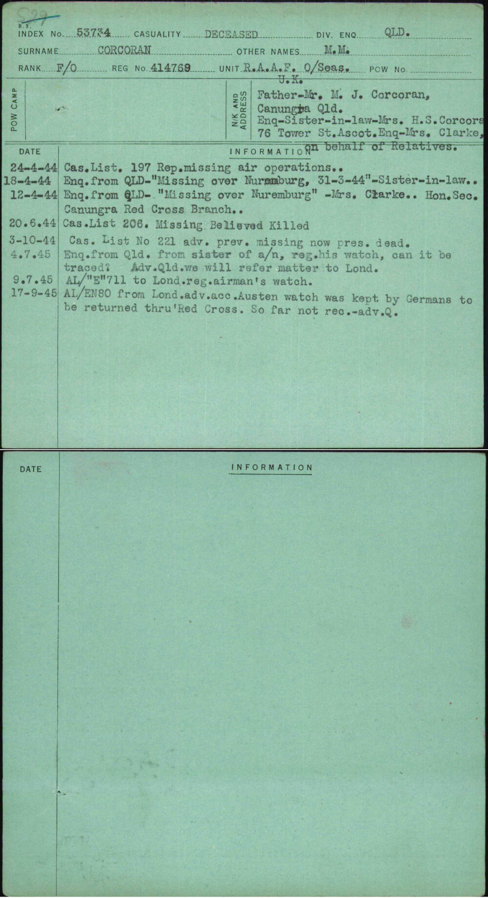 Corcoran, M M, 414769