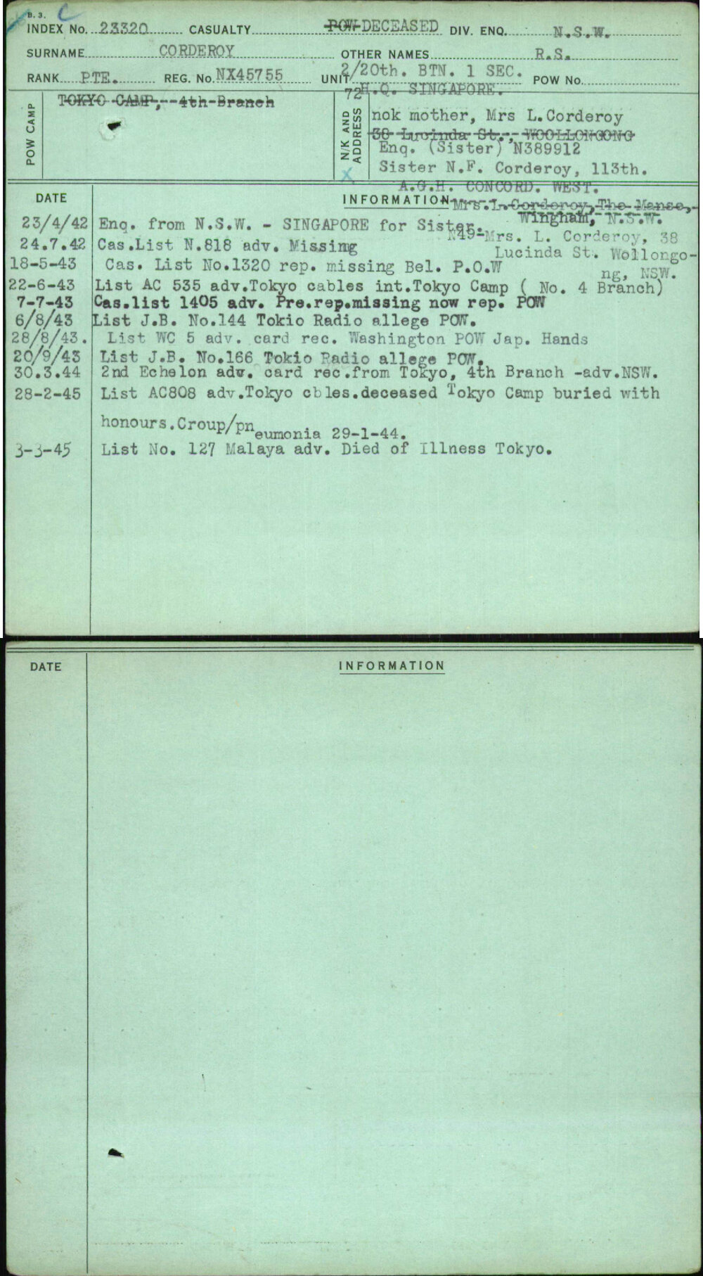 Corderoy, R S, NX45755