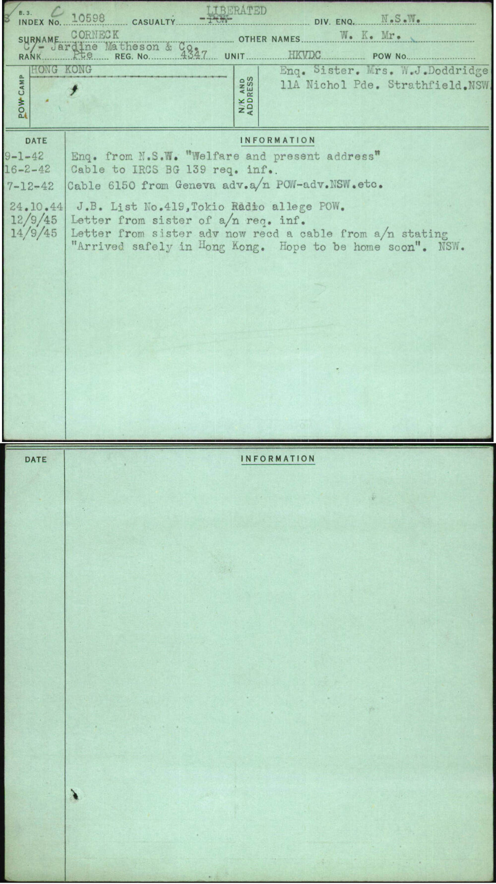 Corneck, W K Mr, 4347