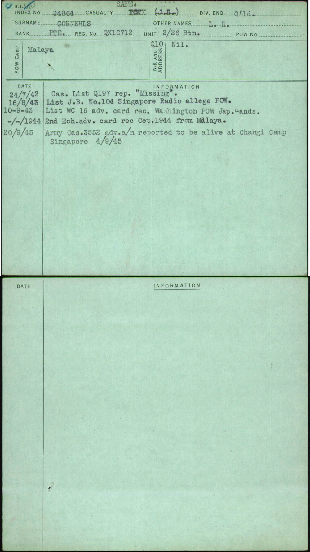 Cornehls, L R, QX10712