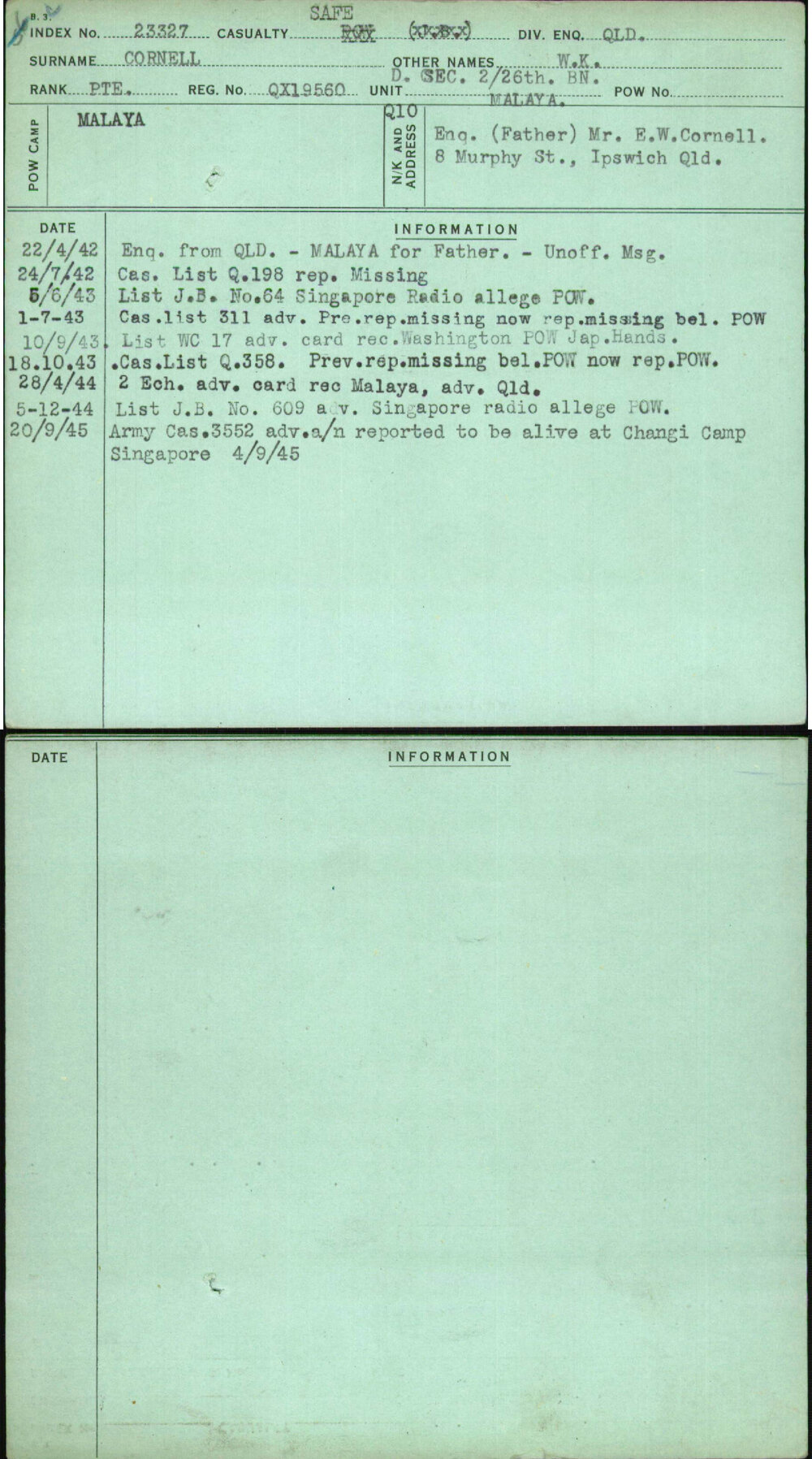 Cornell, W K, QX19560