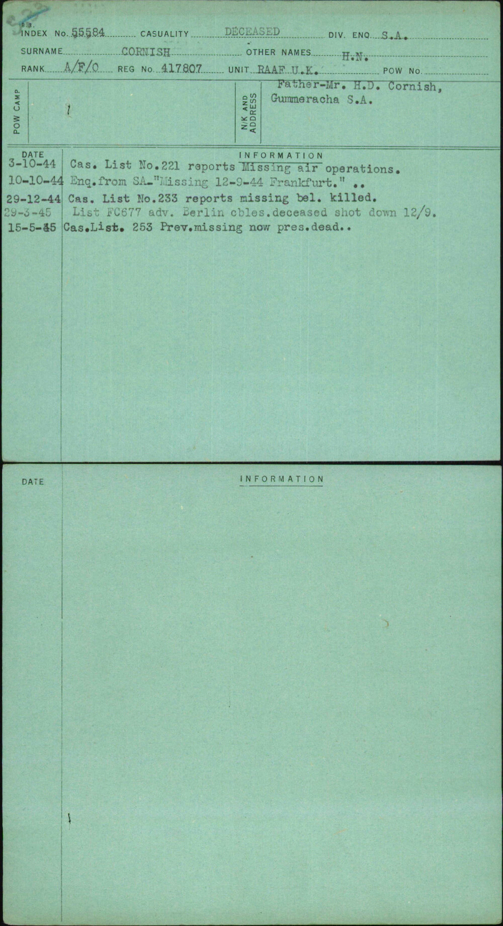 Cornish, H N, 417807