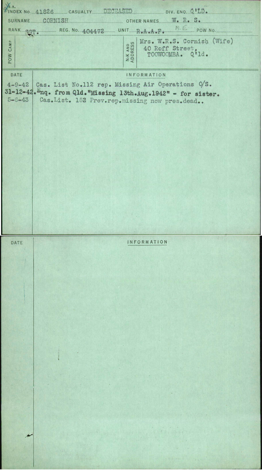 Cornish, W R S, 404472