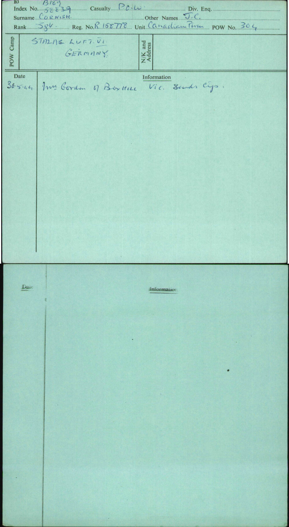 Cornish, J C, R158778