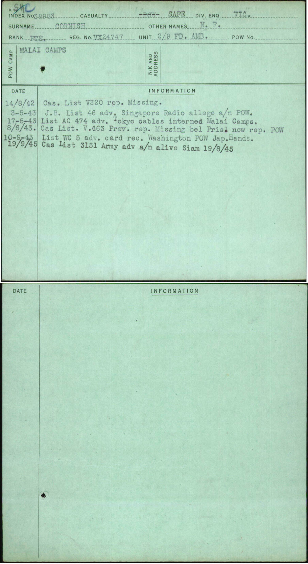 Cornish, N F, VX24747