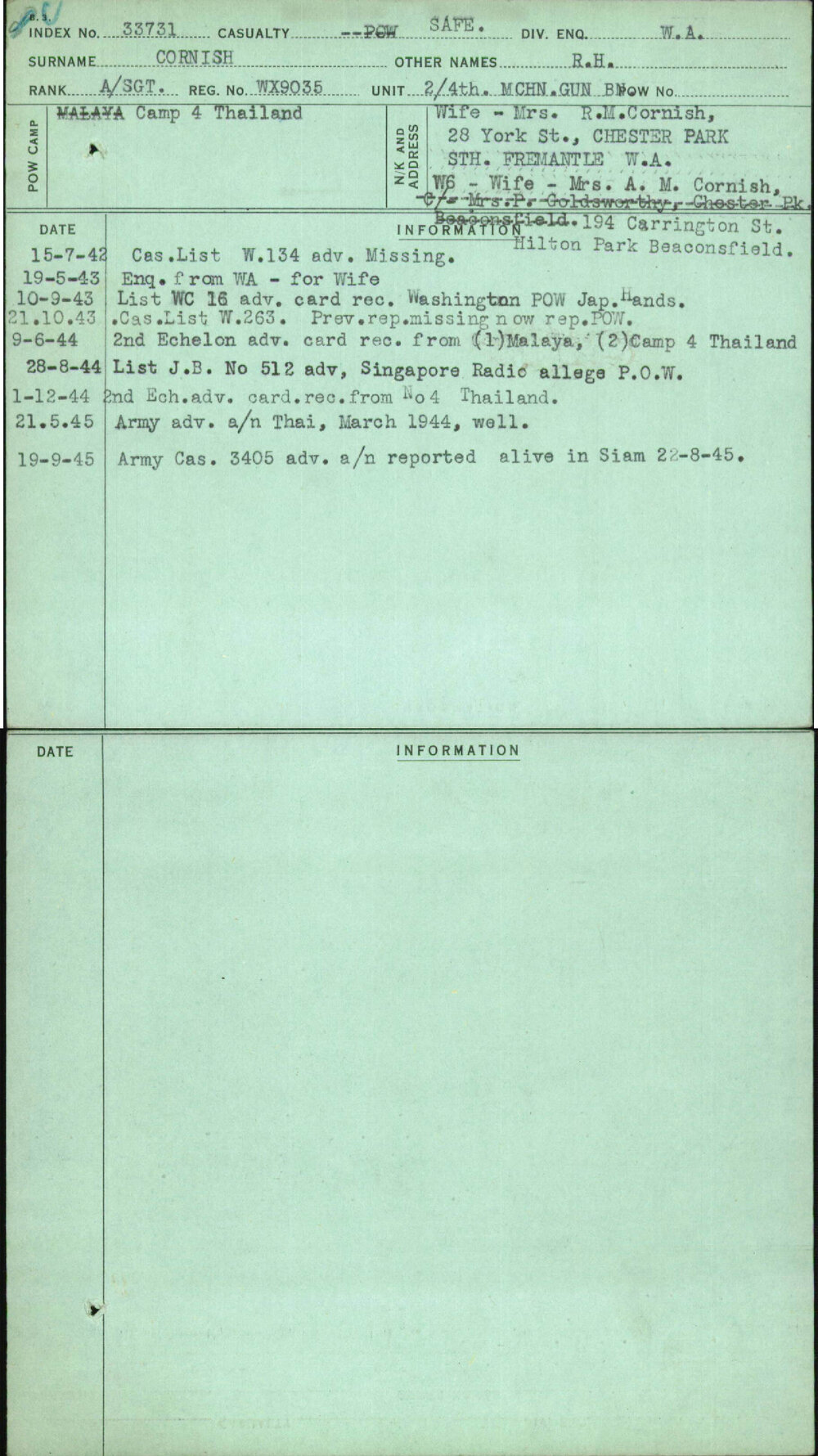 Cornish, R H, WX9035