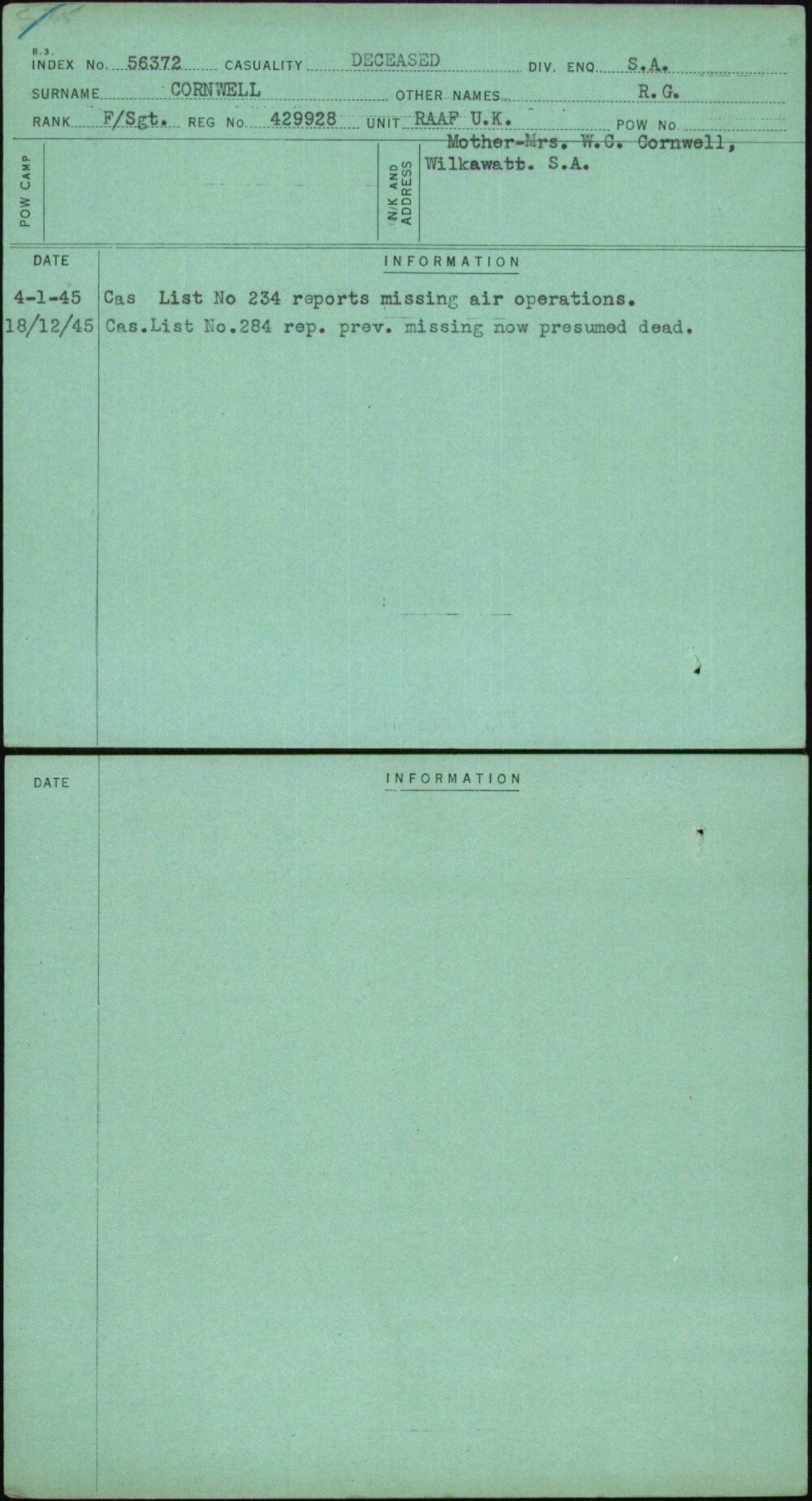 Cornwell, R G, 429928