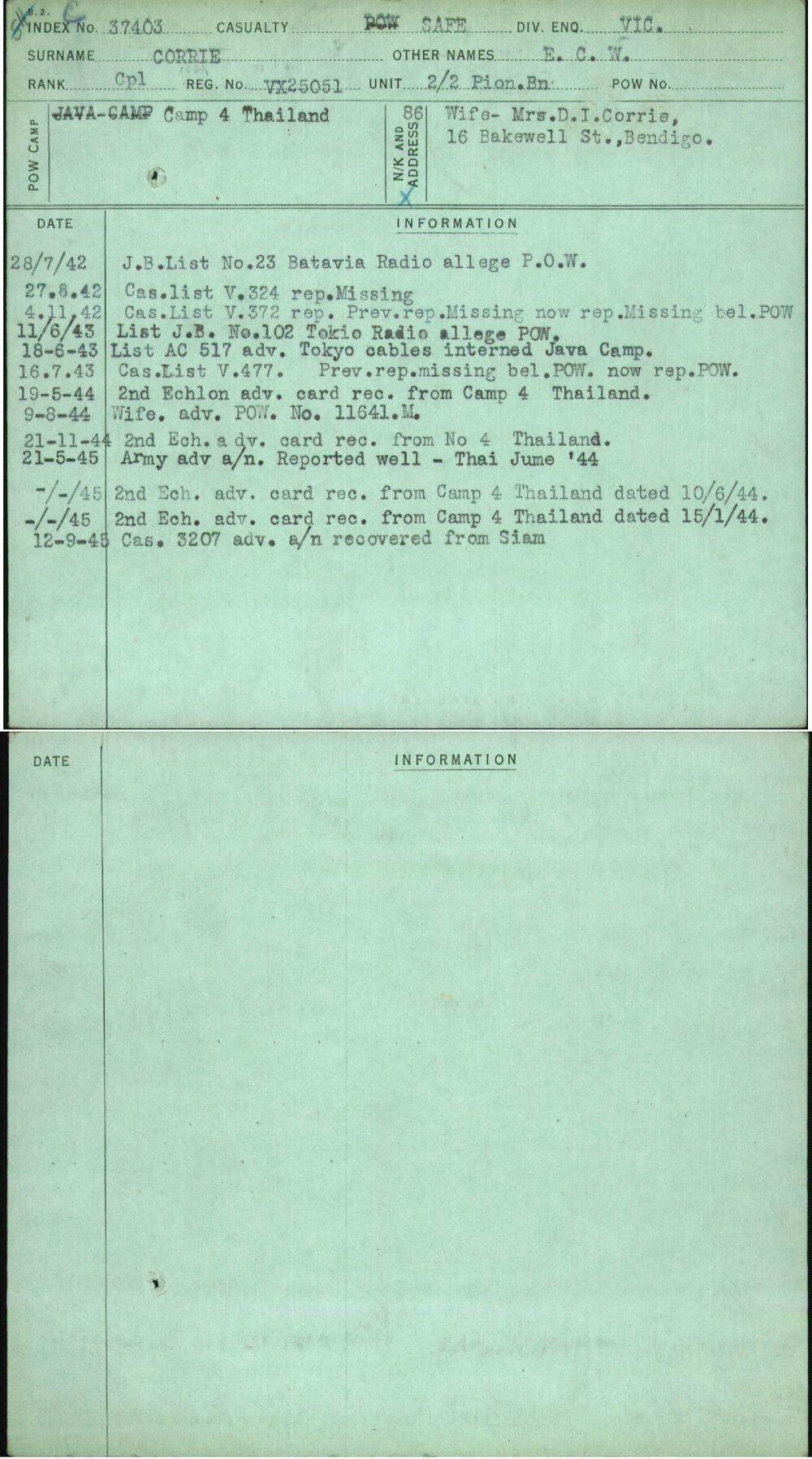 Corrie, E C W, VX25051