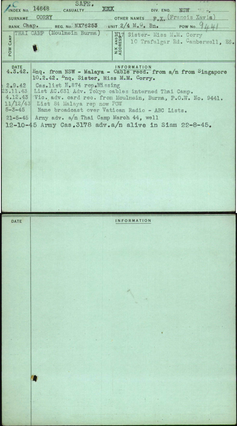 Corry, F X (Francis Xavia), NX76253