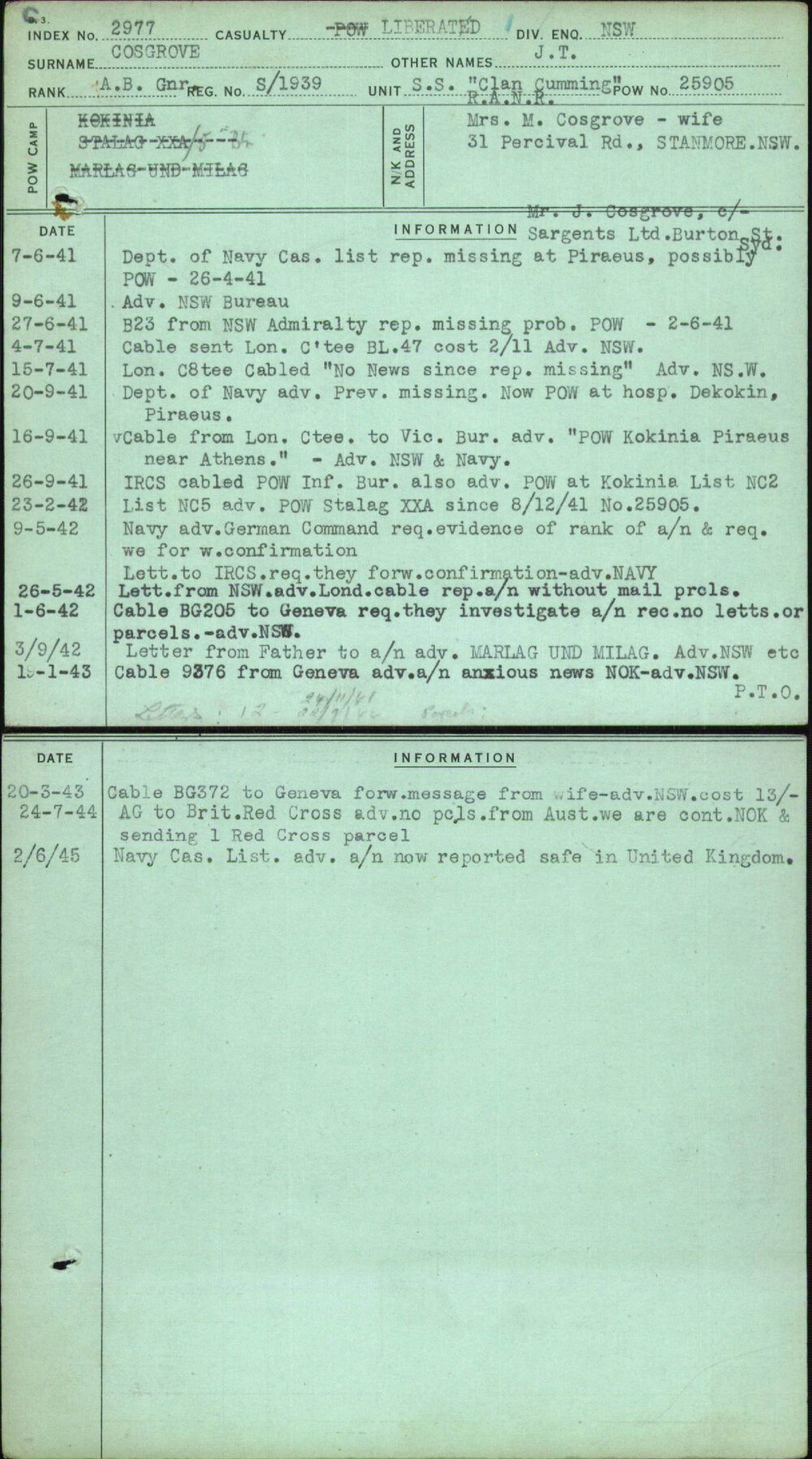 Cosgrove, J T, S-1939