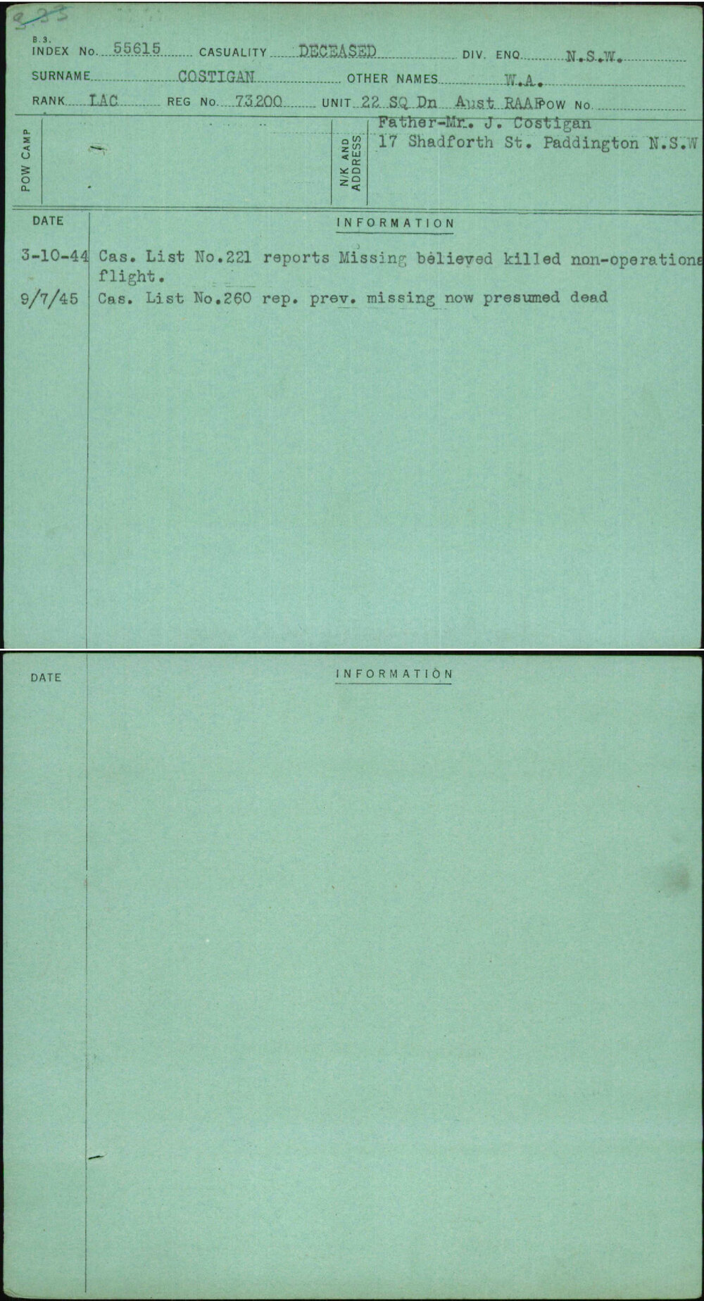 Costigan, W A, 73200