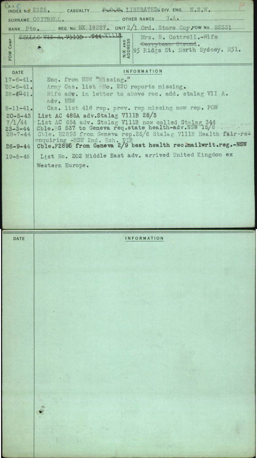 Cottrell, G A, NX18287