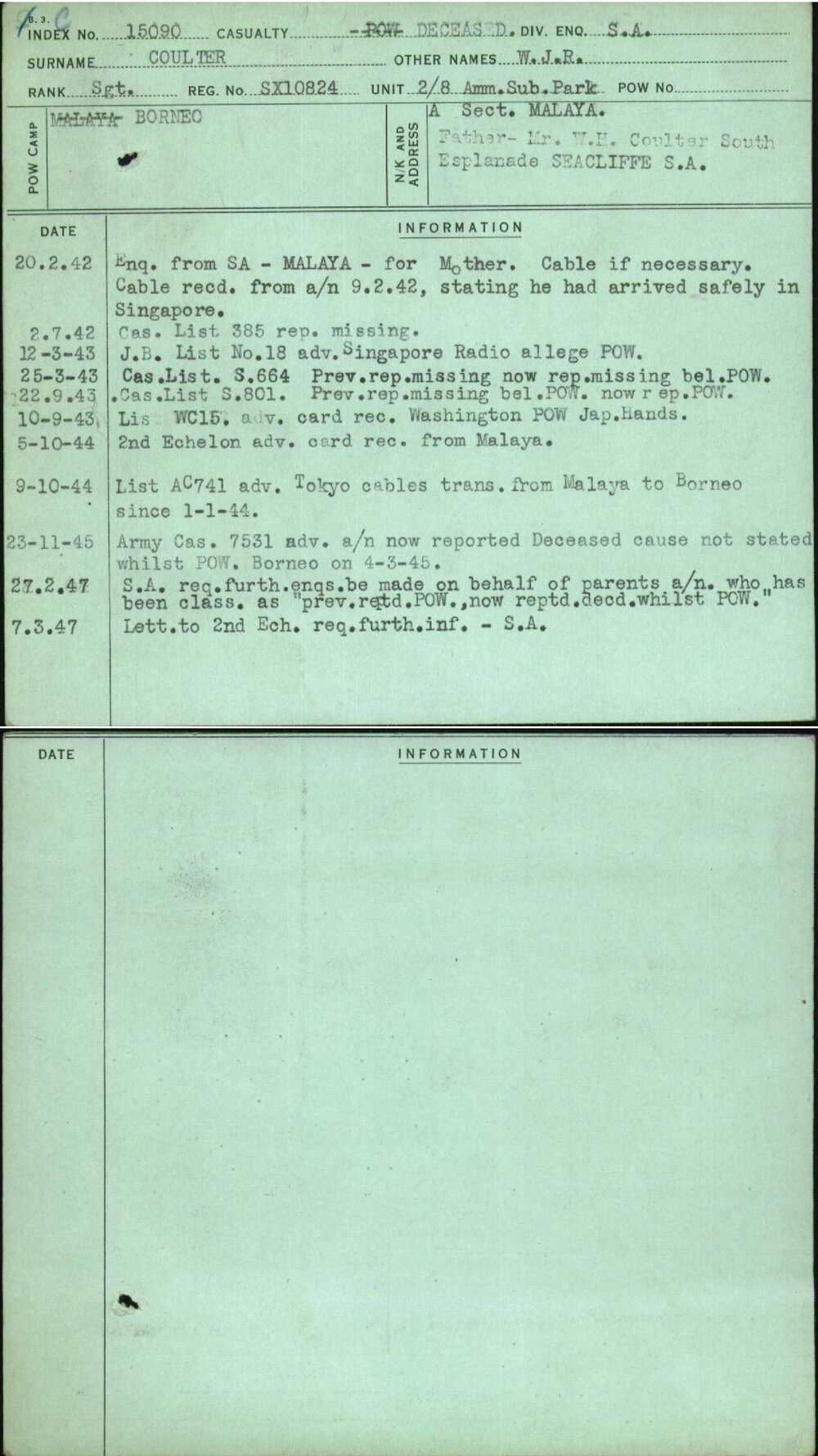 Coulter, W J R, SX10824