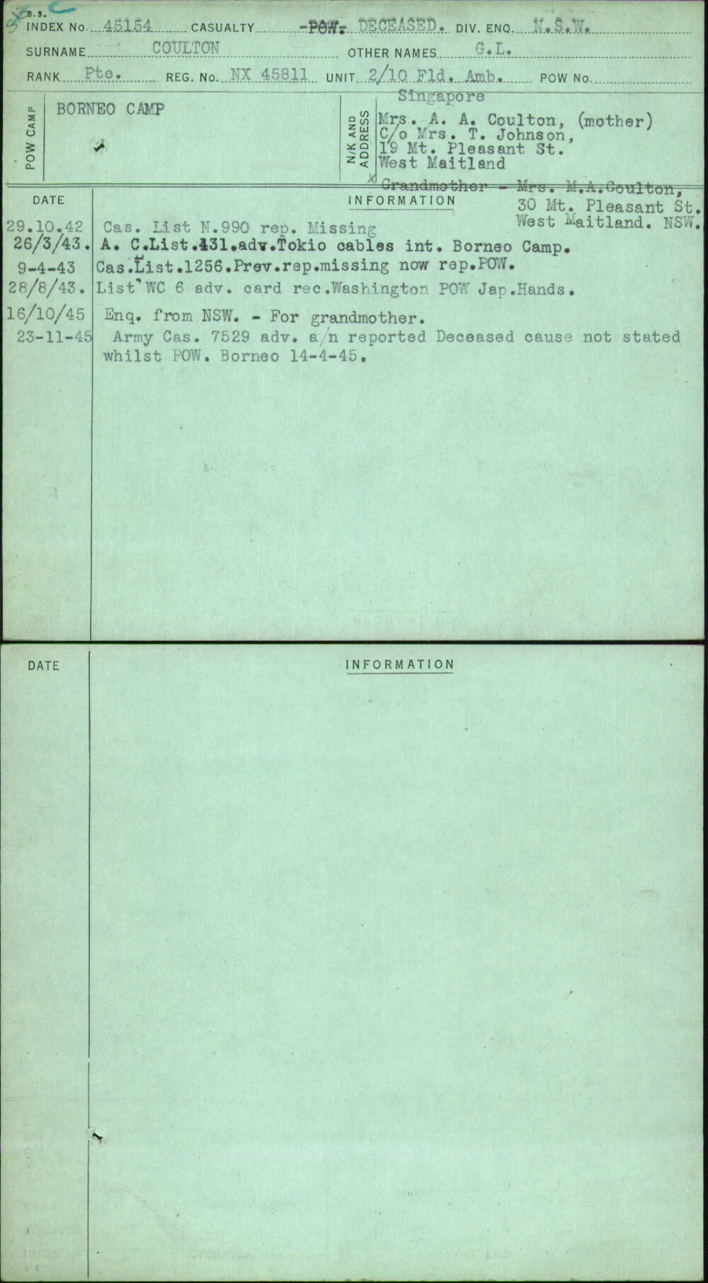 Coulton, G L, NX45811