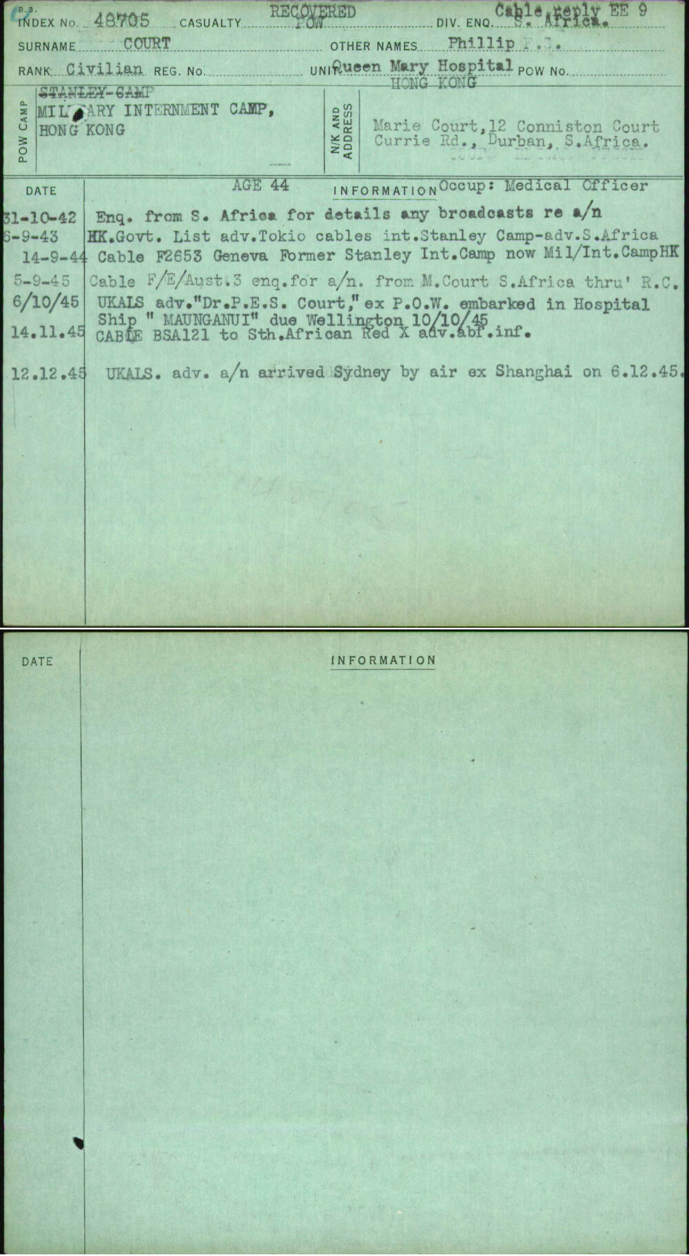 Court, Phillip, [No Service Number]