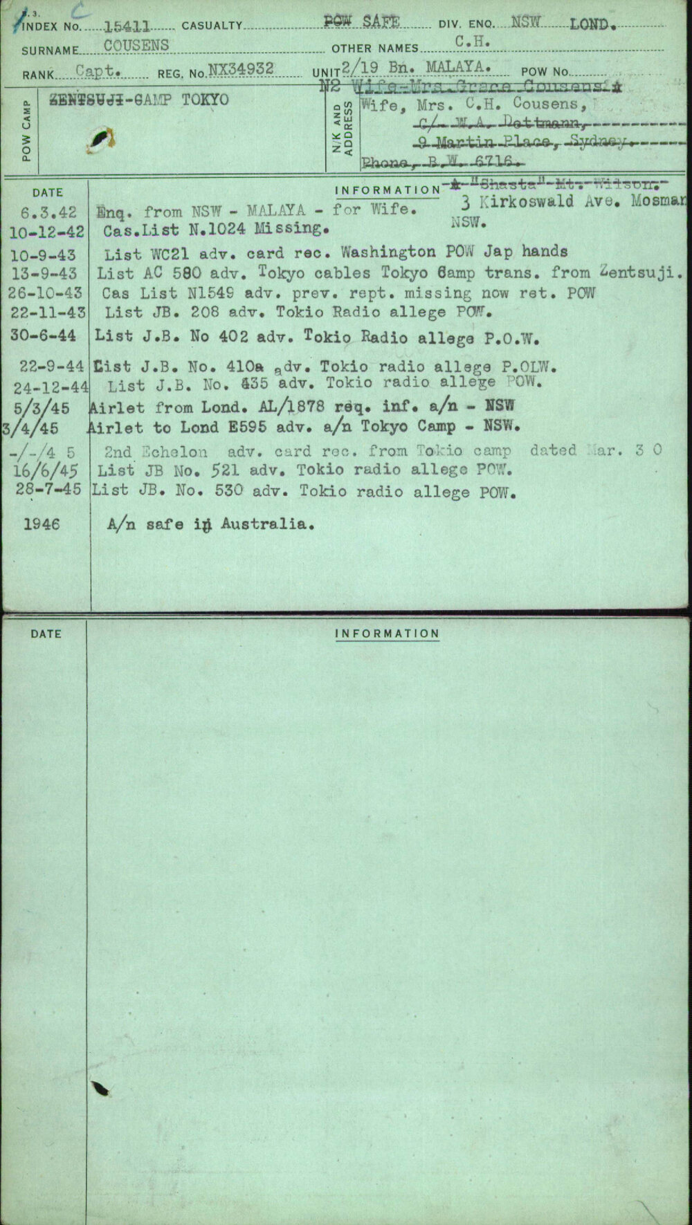 Cousens, C H, NX34932