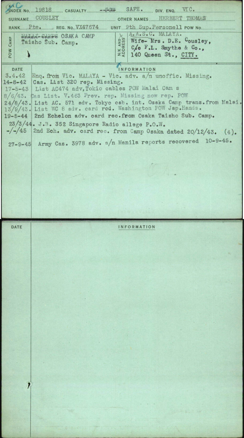 Cousley, Herbert Thomas, VX47674