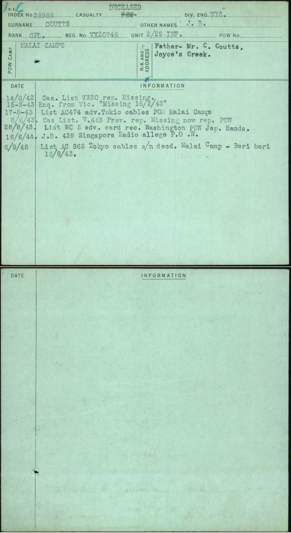 Coutts, J B, VX20746