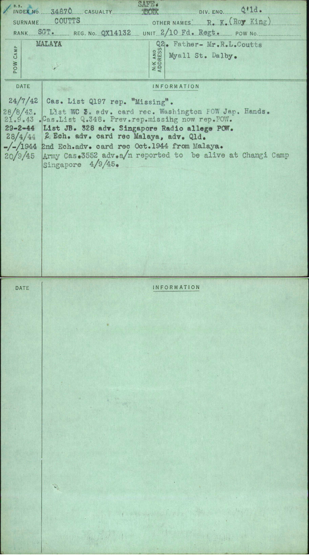 Coutts, R K (Roy King), QX14132