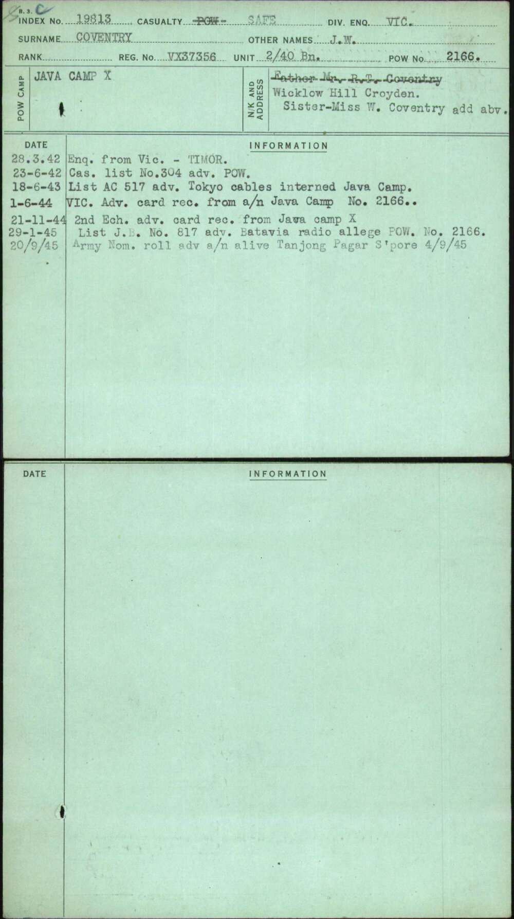 Coventry, J W, VX37356