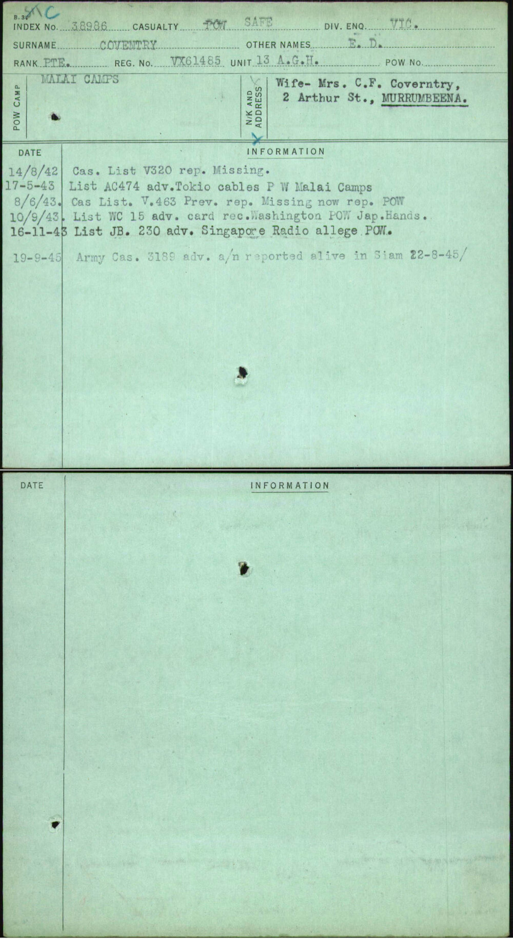 Coventry, E D, VX61485