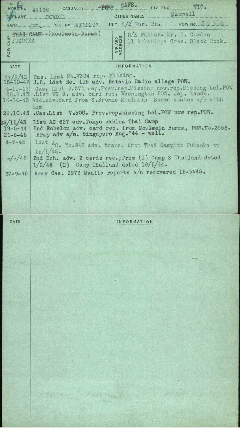 Cowden, Maxwell, VX19297