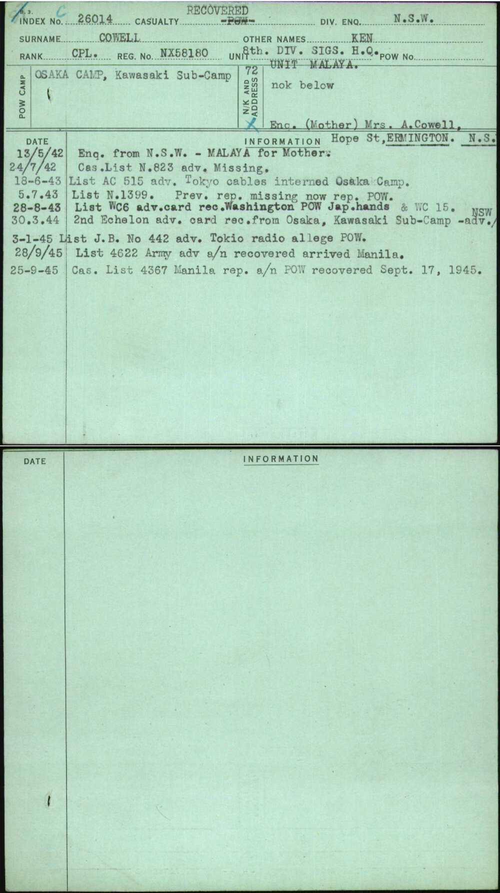 Cowell, Ken, NX58180