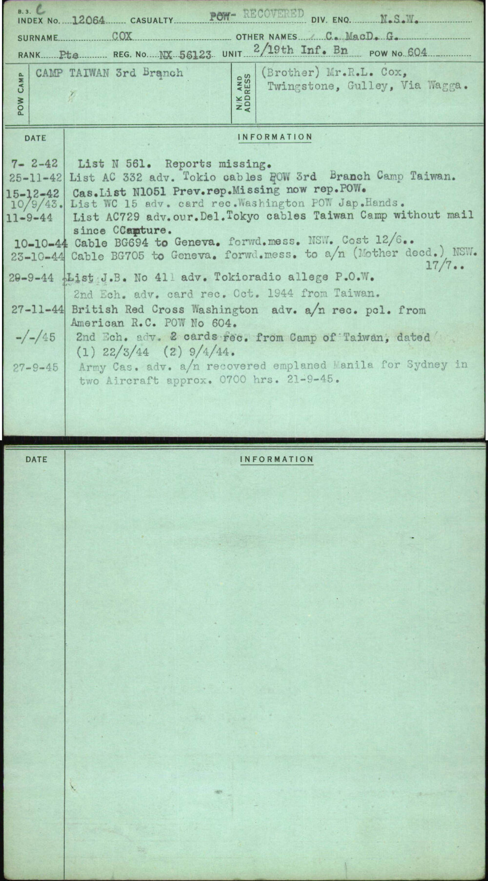 Cox, C Macd G, NX56123