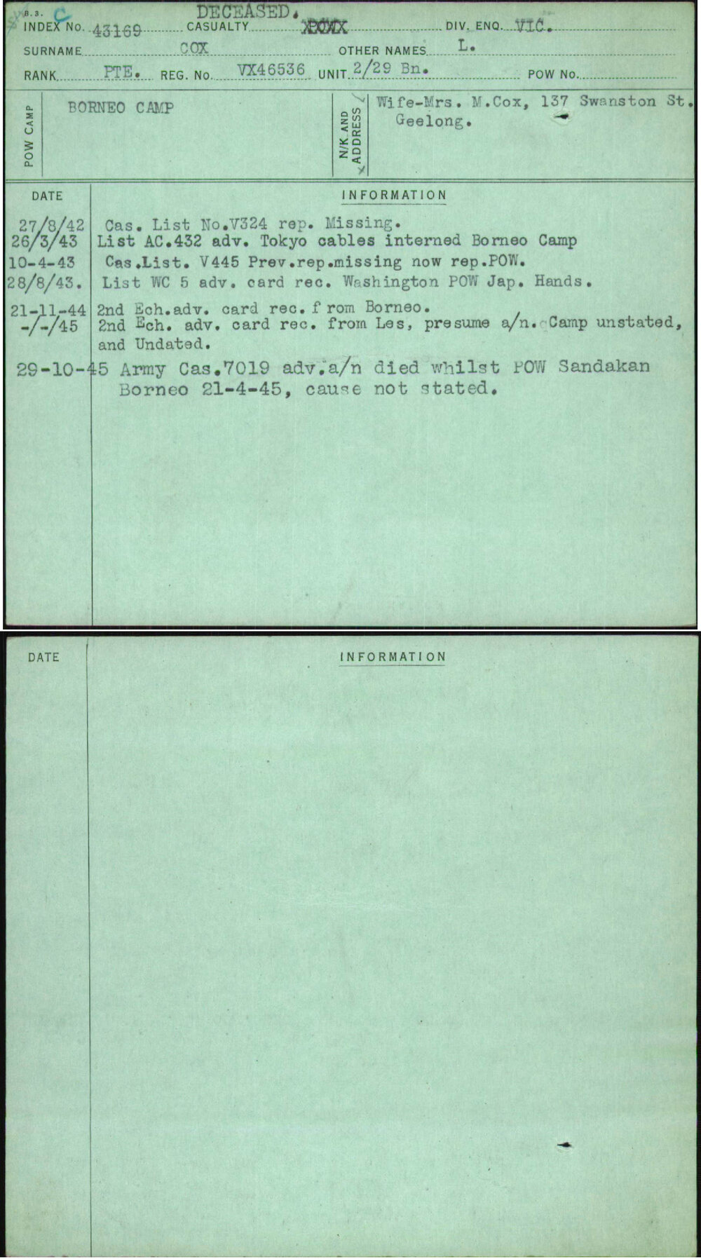 Cox, L, VX46536