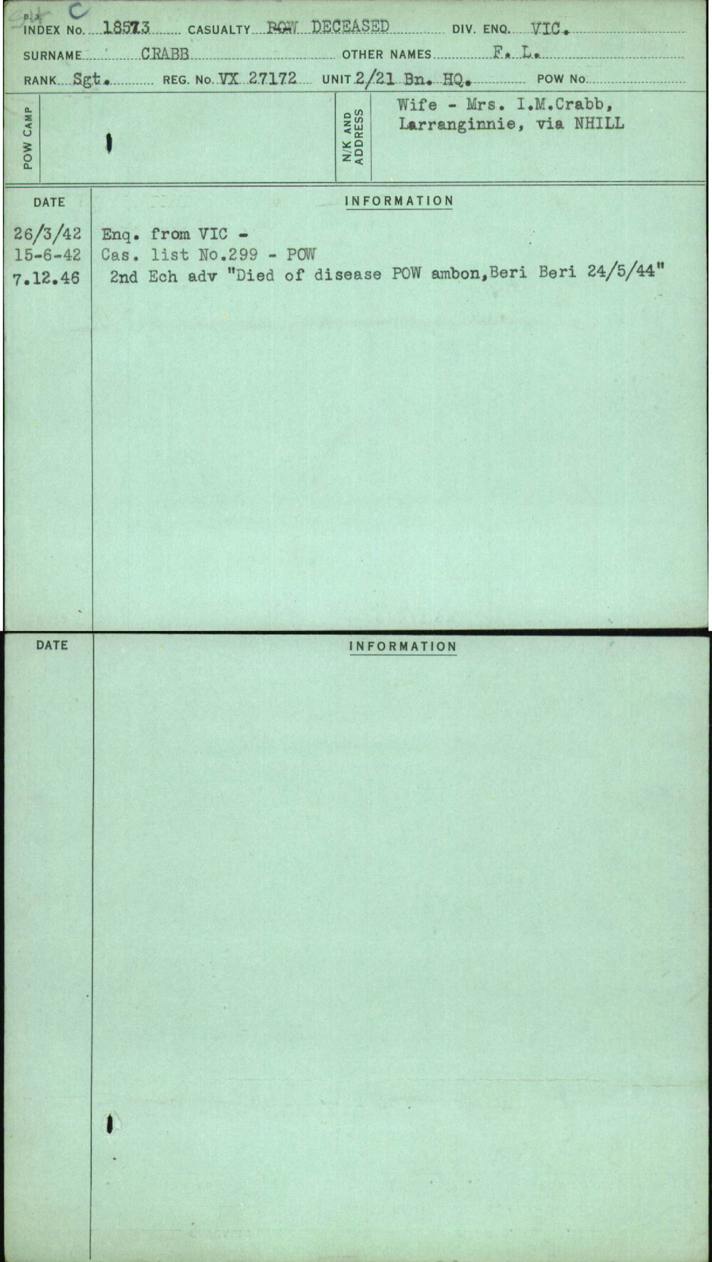 Crabb, F L, VX27172