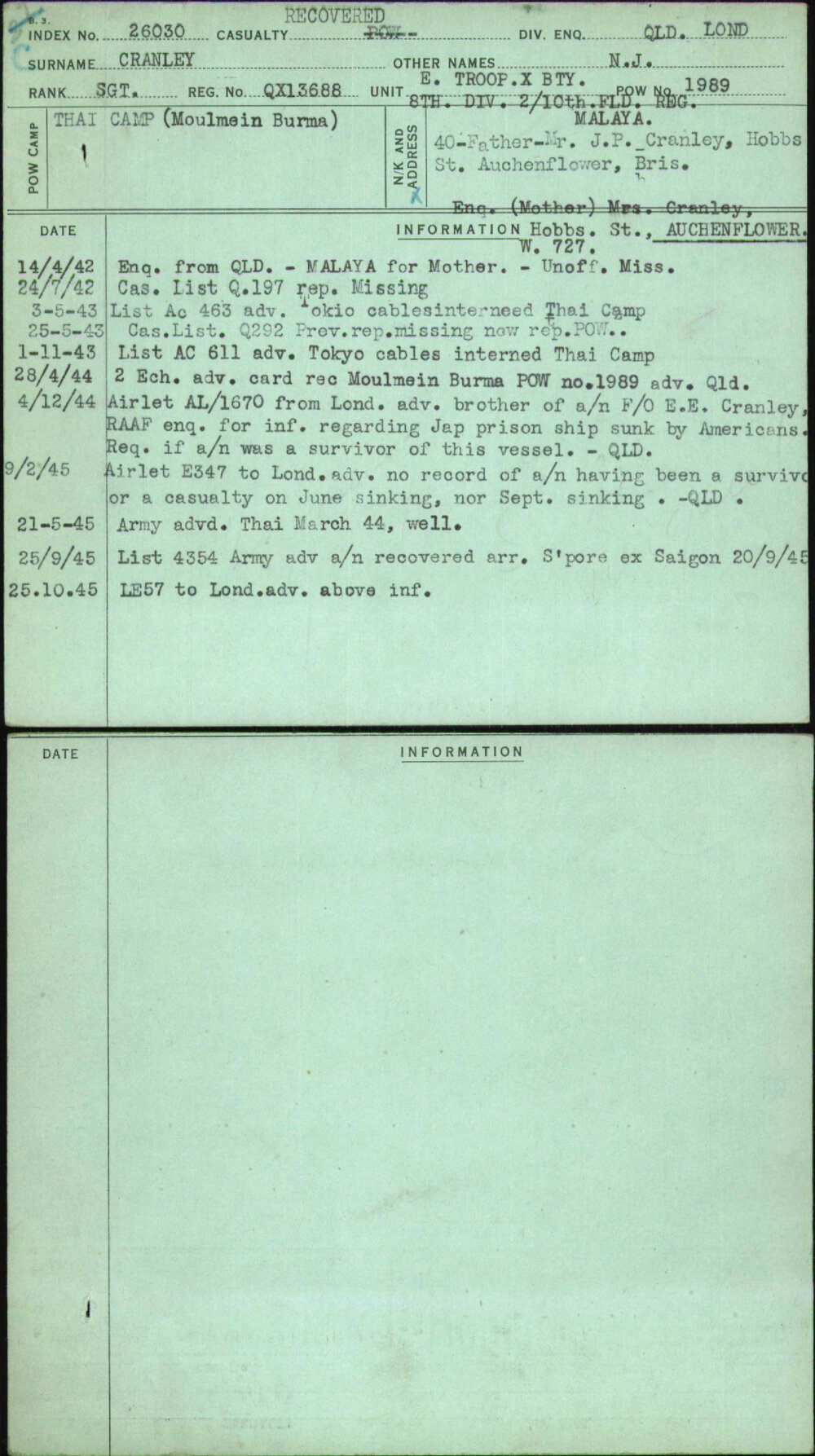 Cranley, N J, QX13688