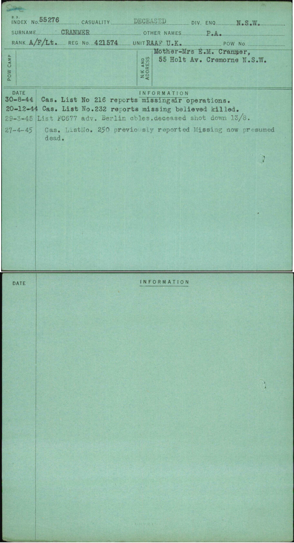 Cranmer, P A, 421574