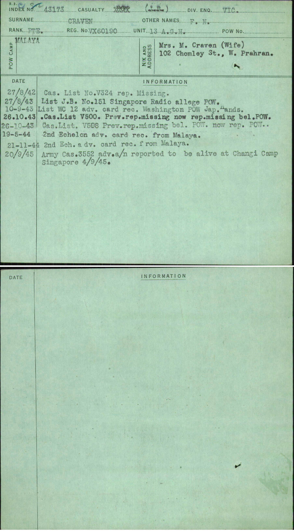 Craven, F N, VX60190