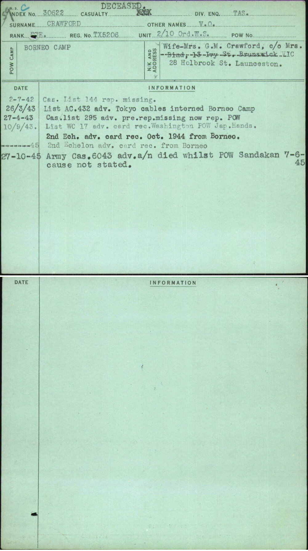 Crawford, V O, TX5206