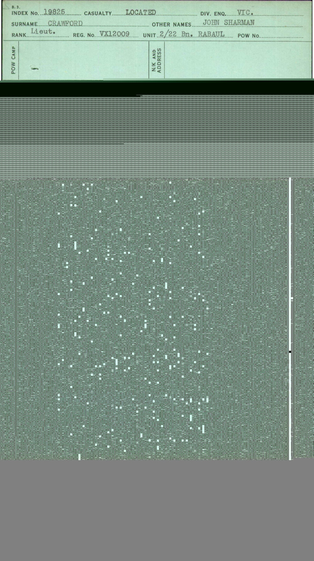 Crawford, John Sharman, VX12009