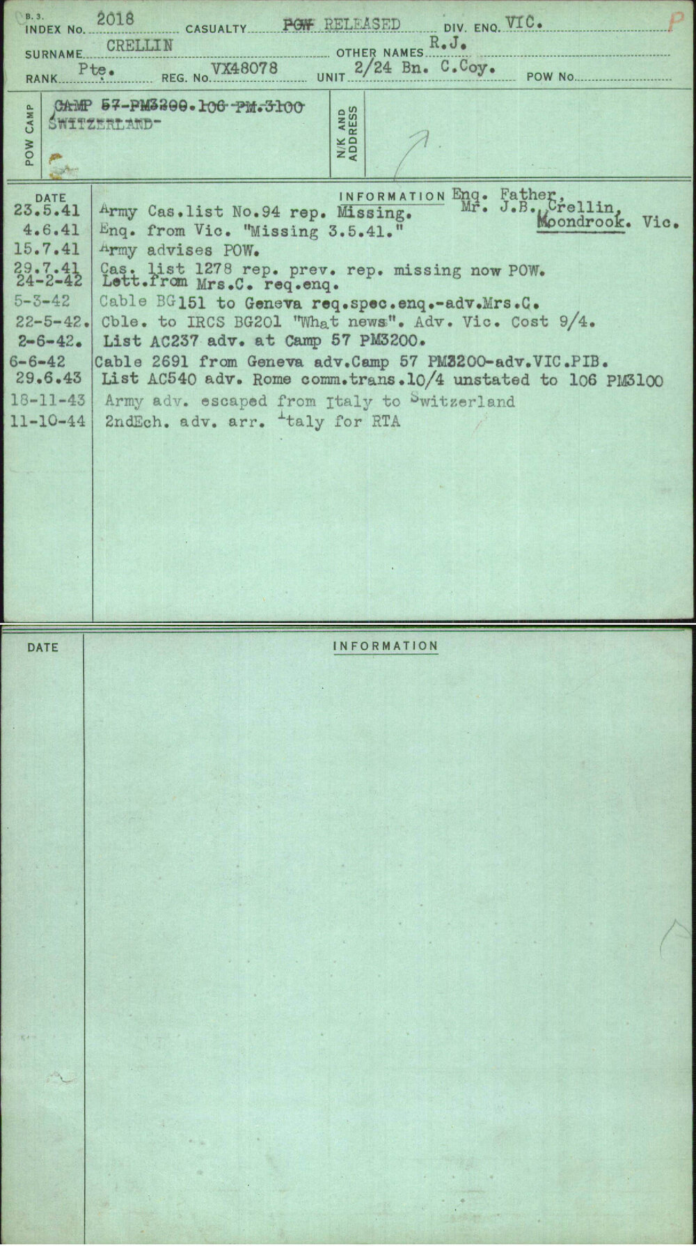 Crellin, R J, VX48078