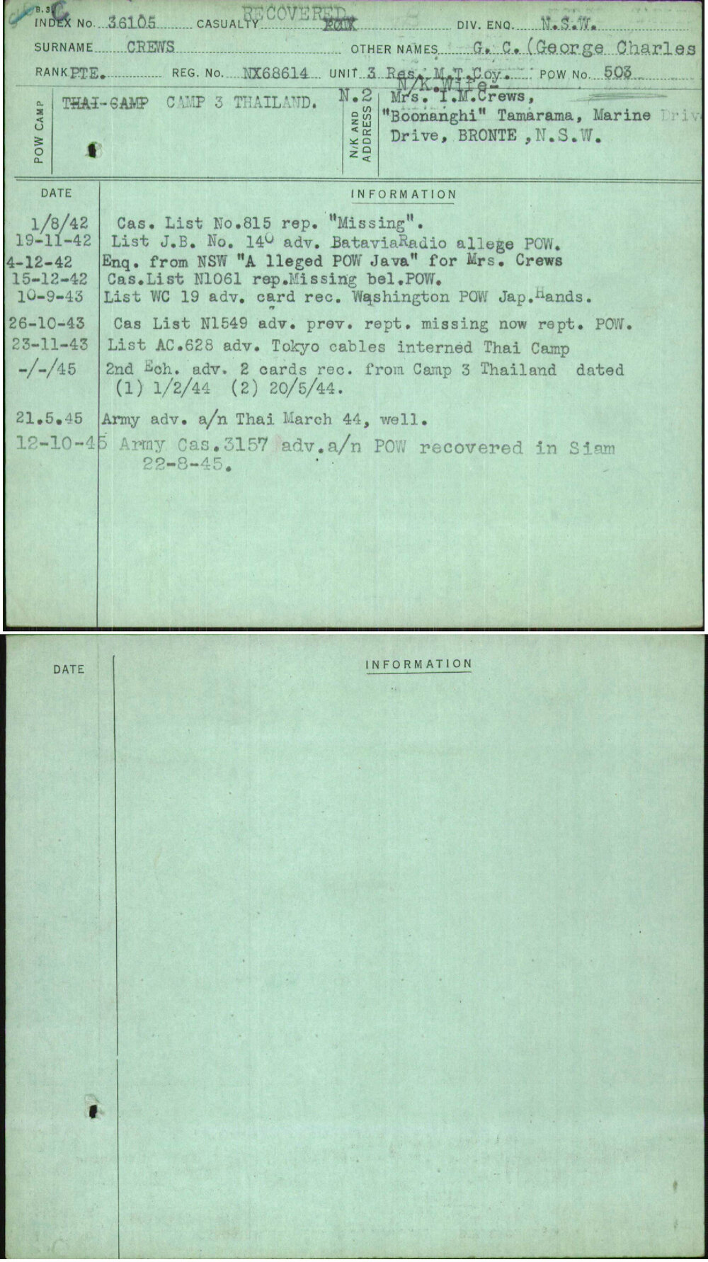 Crews, G C (George Charles), NX68614